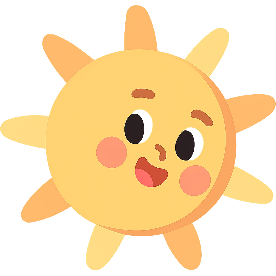pastel toon style sun with sunlight shining at its side emoji