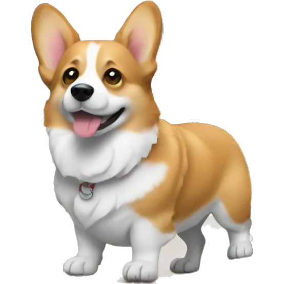 corgi in front of the streeing wheel emoji