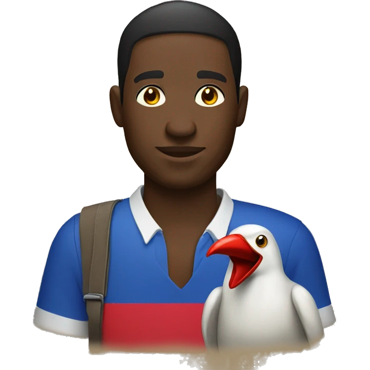 cartoon haitian man with haitian bird on his shoulder emoji