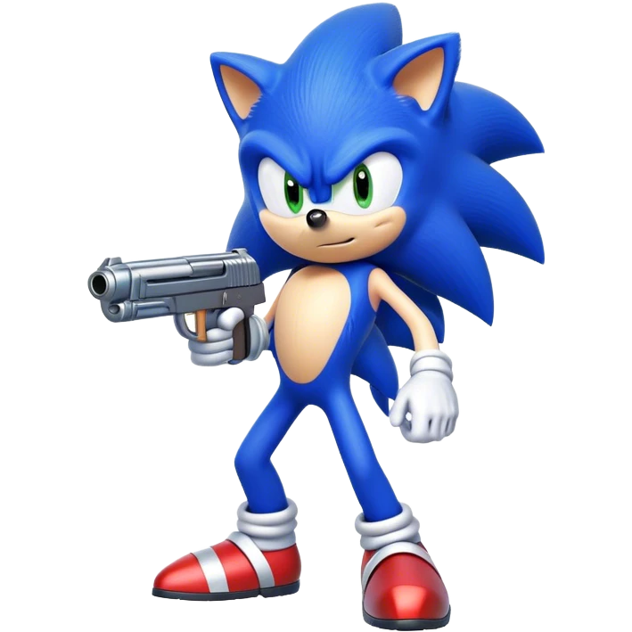 Sonic the hedgehog with a gun emoji
