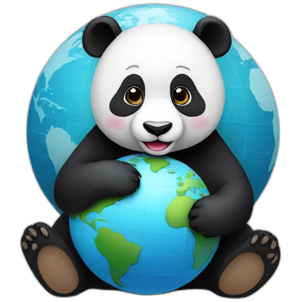 panda with globe emoji