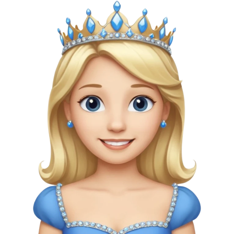 Princess in Blue Dress with Tiara, Blonde Hair emoji