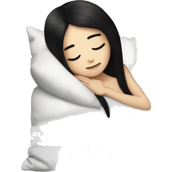 white girl with straight black hair laying down on a pillow emoji