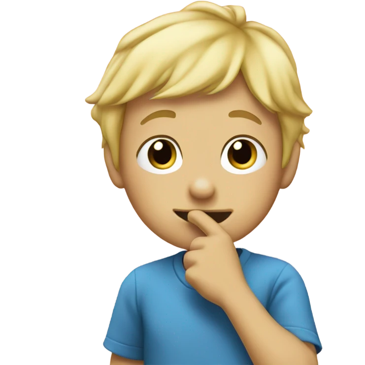 Blonde hair boy picking nose emoji