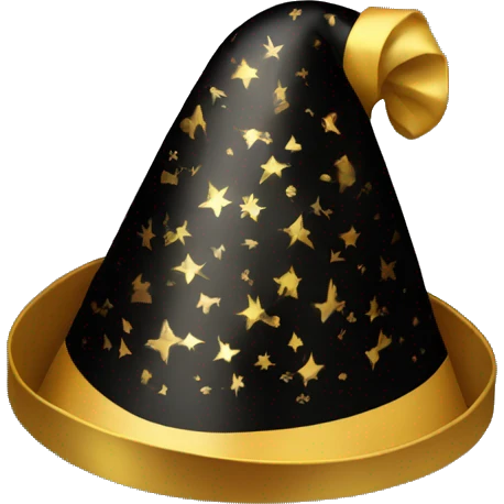 New Year's party hat black gold emoji
