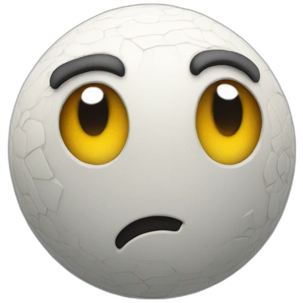 3d sphere with a cartoon futuristic skin texture with big thoughtful eyes emoji