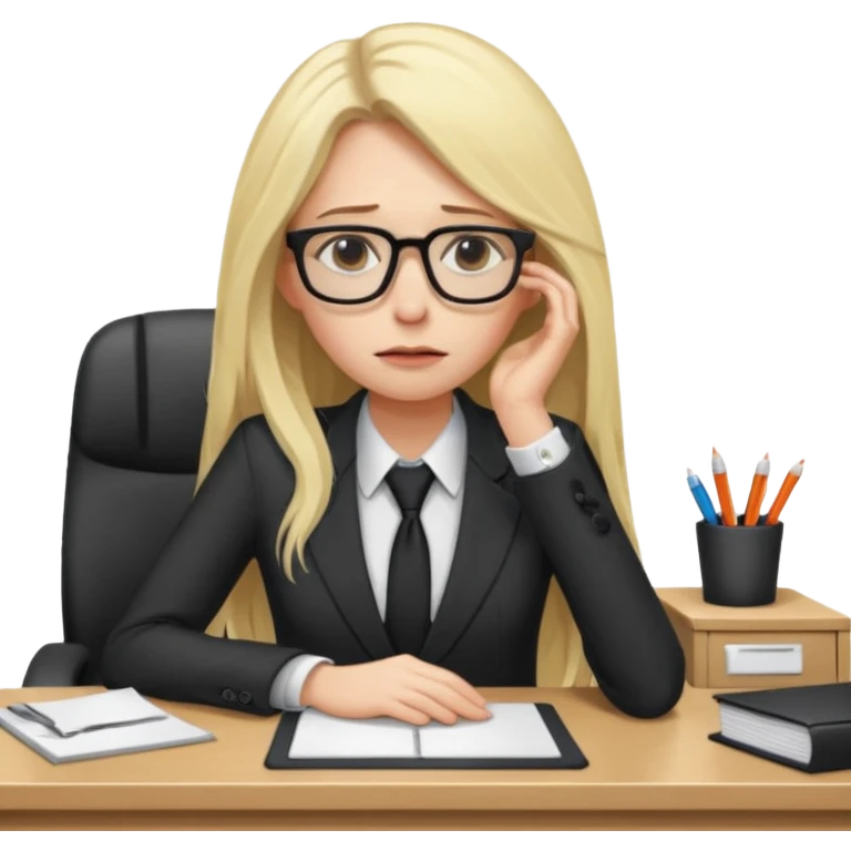 tired blond woman with long hair. she should look like she works in the ffcie  emoji