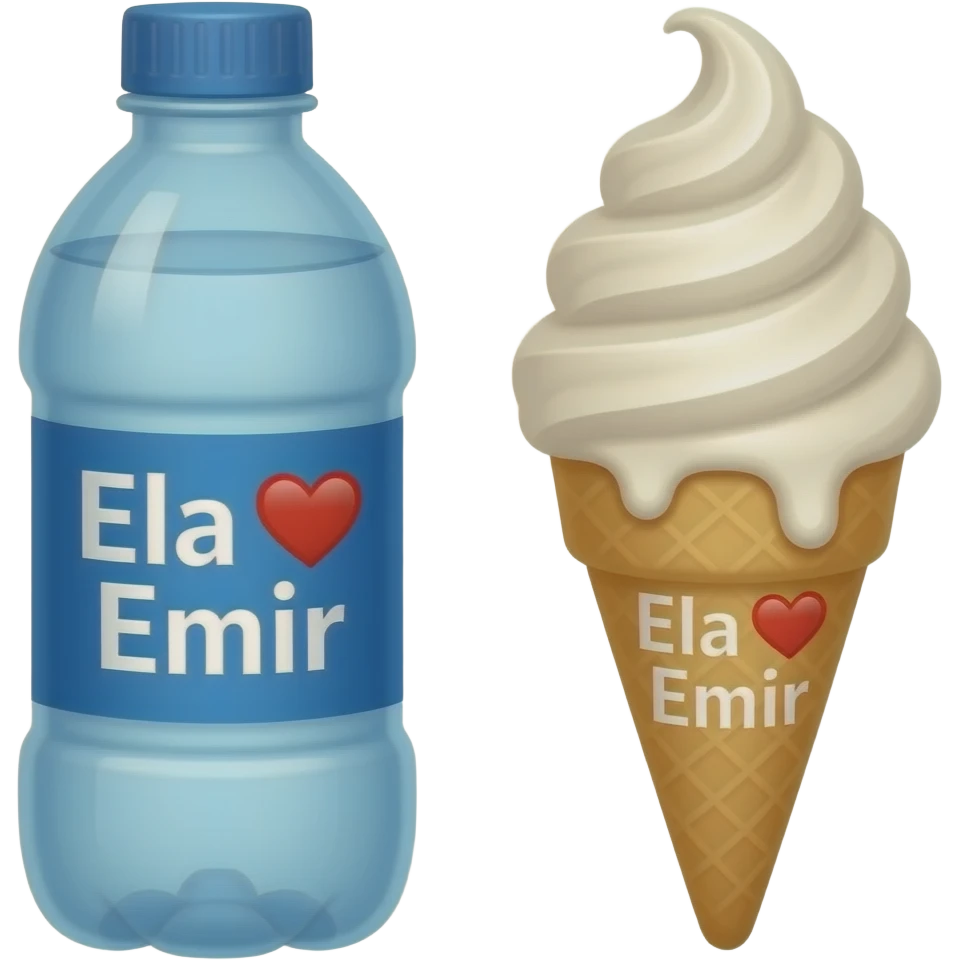Bana bi tane su şişesi ve dondurma yapar mısın ikisininde üstünde Ela ♡ Emir yazsın emoji