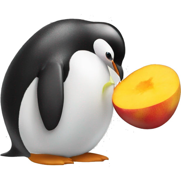 penguin eating a mango  emoji