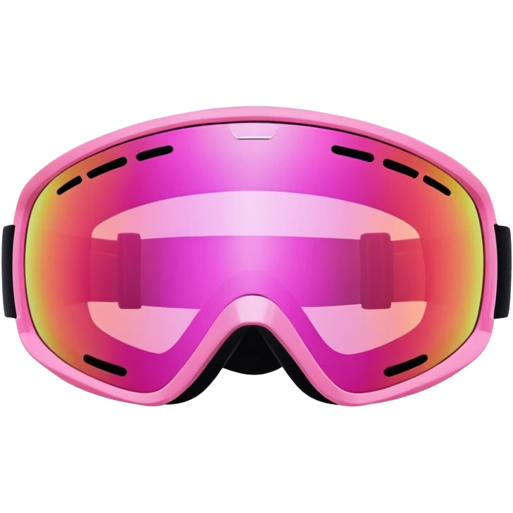 sporty pink ski goggles, frameless design with pink mirrored lenses, snow eyewear emoji