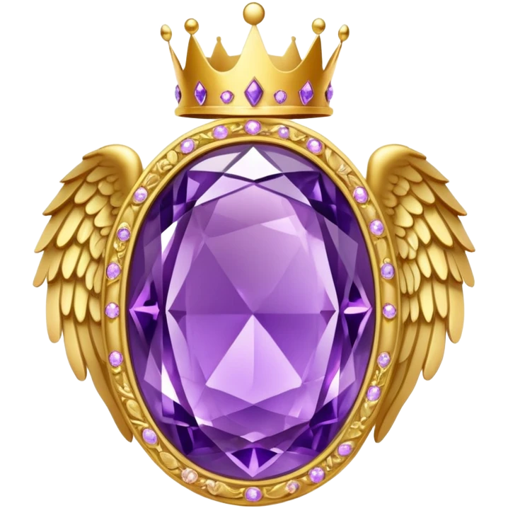 Big complex amethyst stone award-in-frame-decorated-with-golden-angel--wings and crown emoji