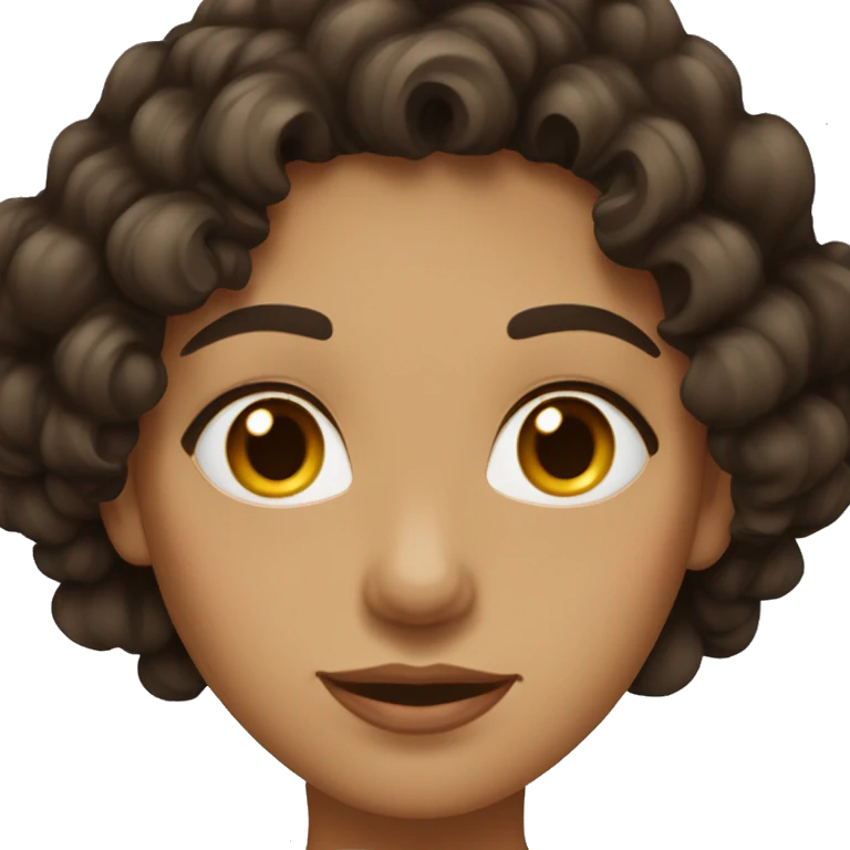 carrer woman with dark brown wavy-curly medium length hair, dark brown eyes emoji
