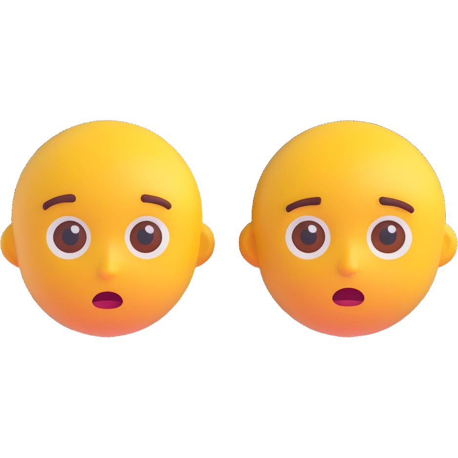 Two normal people with concerned expressions, considering two medical product options, in the same 3D emoji style as the reference image, neutral background. emoji