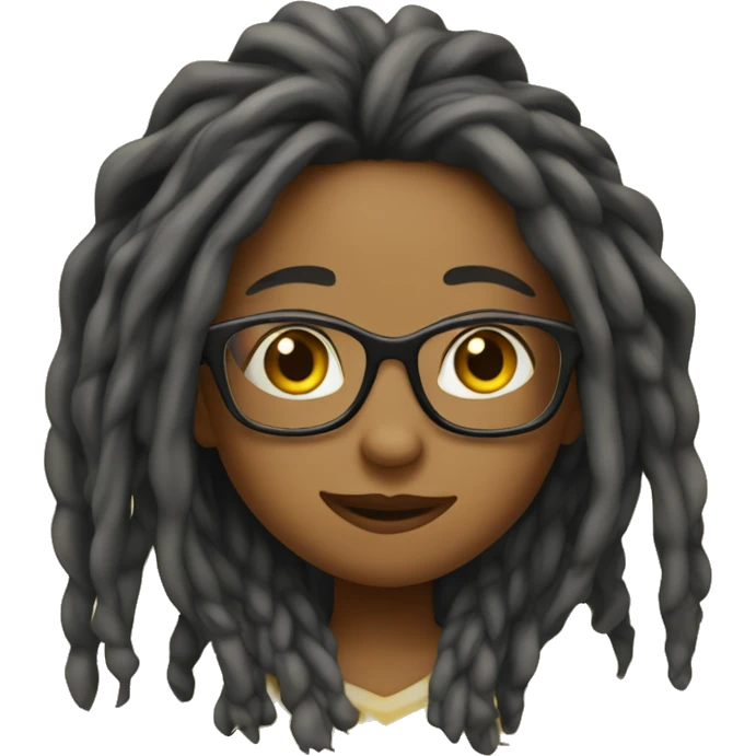 girl lol emoji with glasses and long dreadlocks emoji