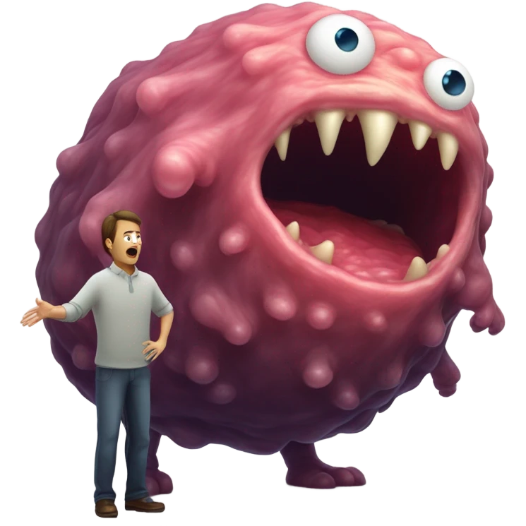Man with blob monster emoji