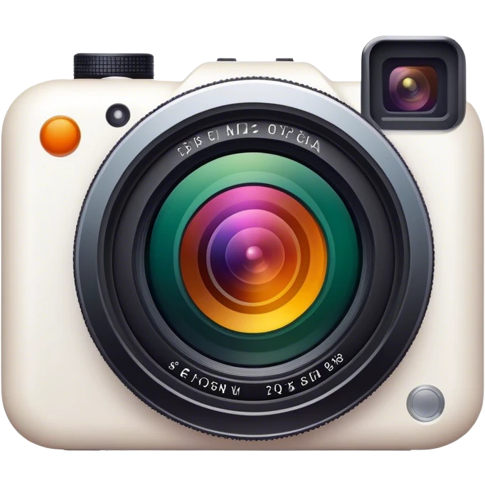 Photography, camera, lens, aperture, vivid colors, simple composition, minimalistic, on a white background, no extra details. emoji