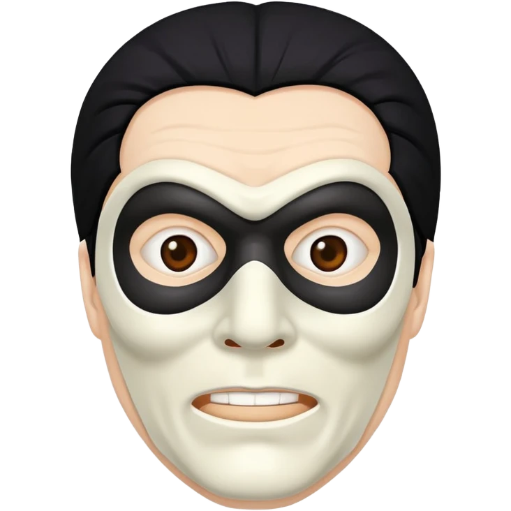 masked man, evil, serial killer, creepy, black hair, older emoji