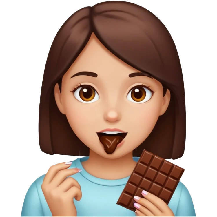 Chocolate eating girl emoji