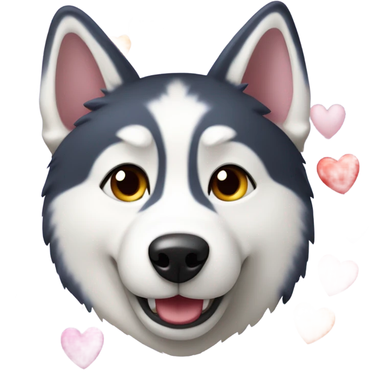 Husky with hearts emoji