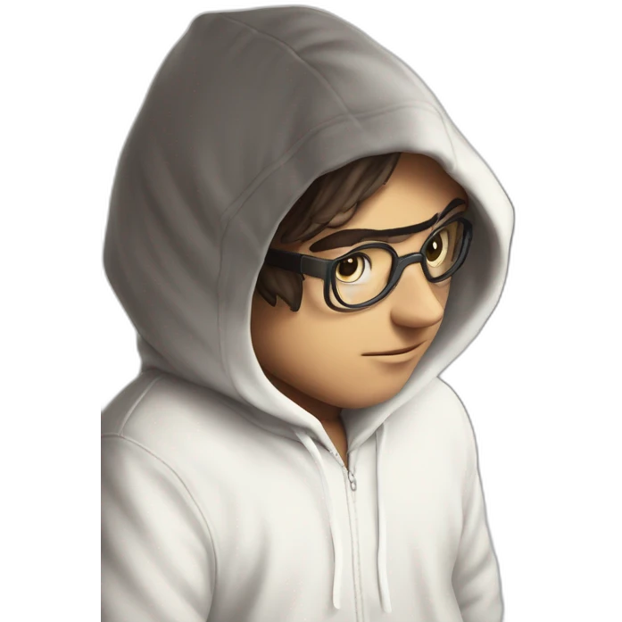 staring hoodie boy glasses emoji