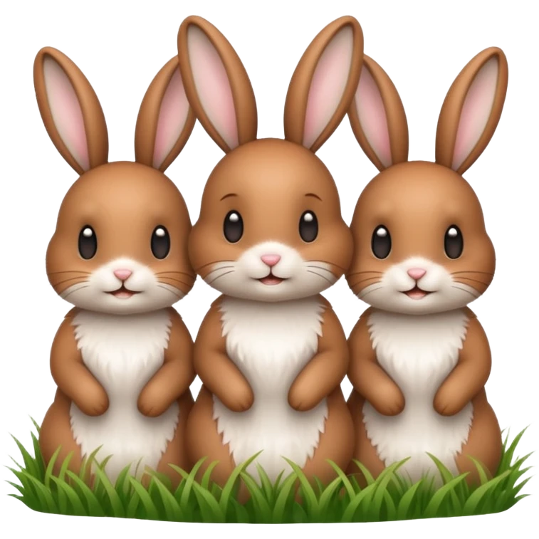 3 Bunny's standing in grass field happy looking foward emoji