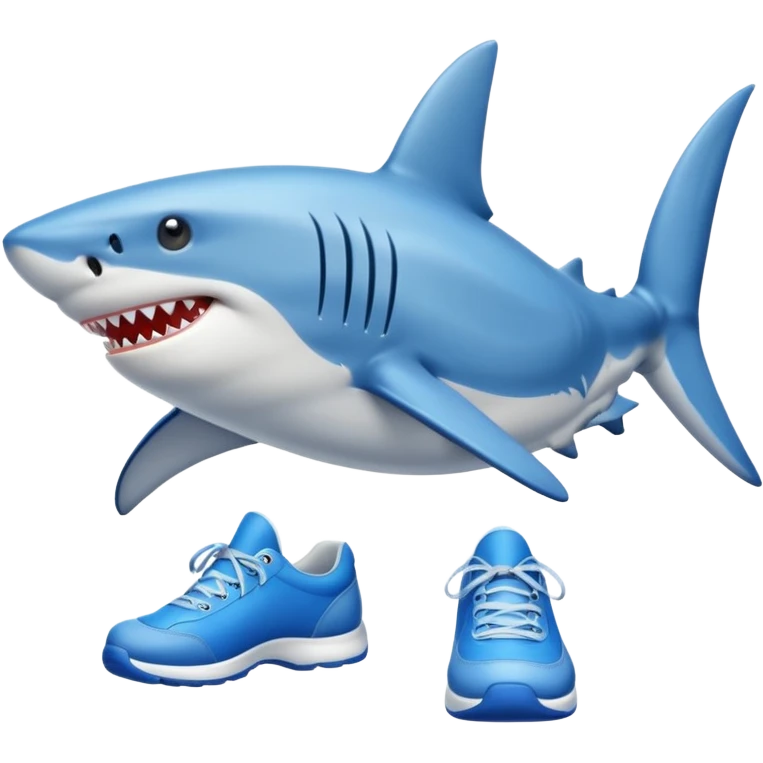 Shark with legs wearing blue shoes emoji