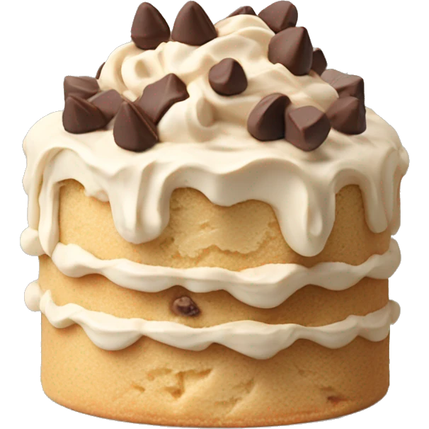 Angel food cake with vanilla buttercream icing topped with peanut butter chocolate chips emoji