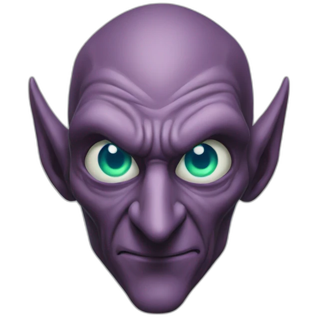Long nose, green goblin with blue eyes emoji