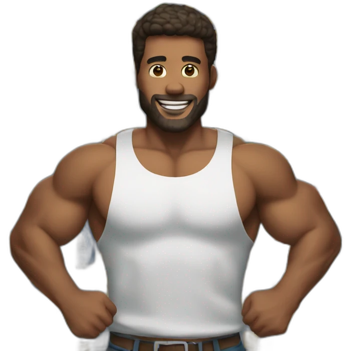 man with beer cans instead of biceps emoji