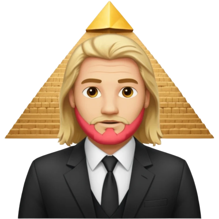 male blond long hair agent with short beard in egypt with pyramid. bit more fat emoji