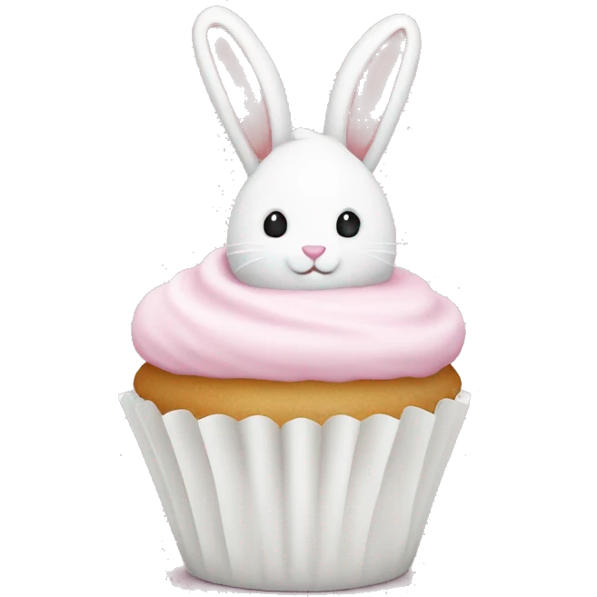 Easter white light pink cupcake bunny  emoji