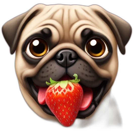 Pug eating strawberry emoji