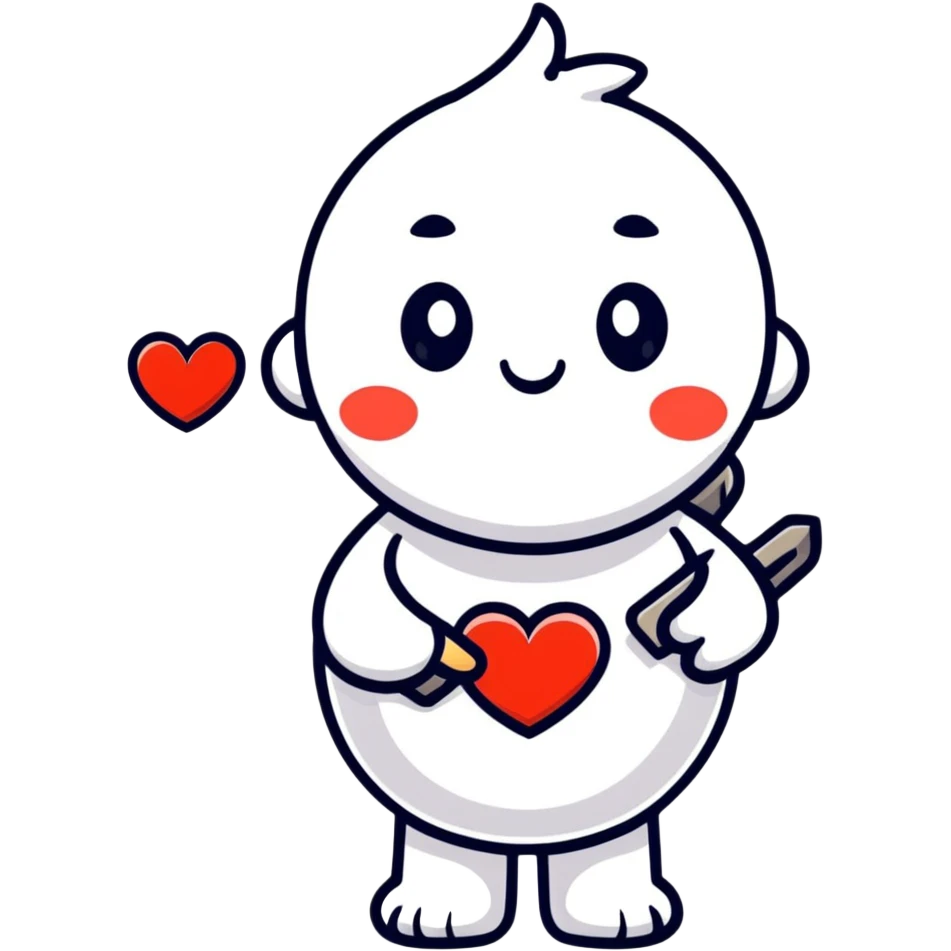 cute character holding a heart with Meri text emoji