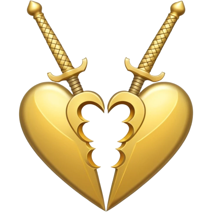 golden sword cuting in half a gold heart emoji