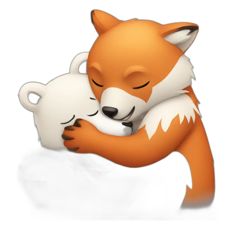 white bear hugs red fox emoji