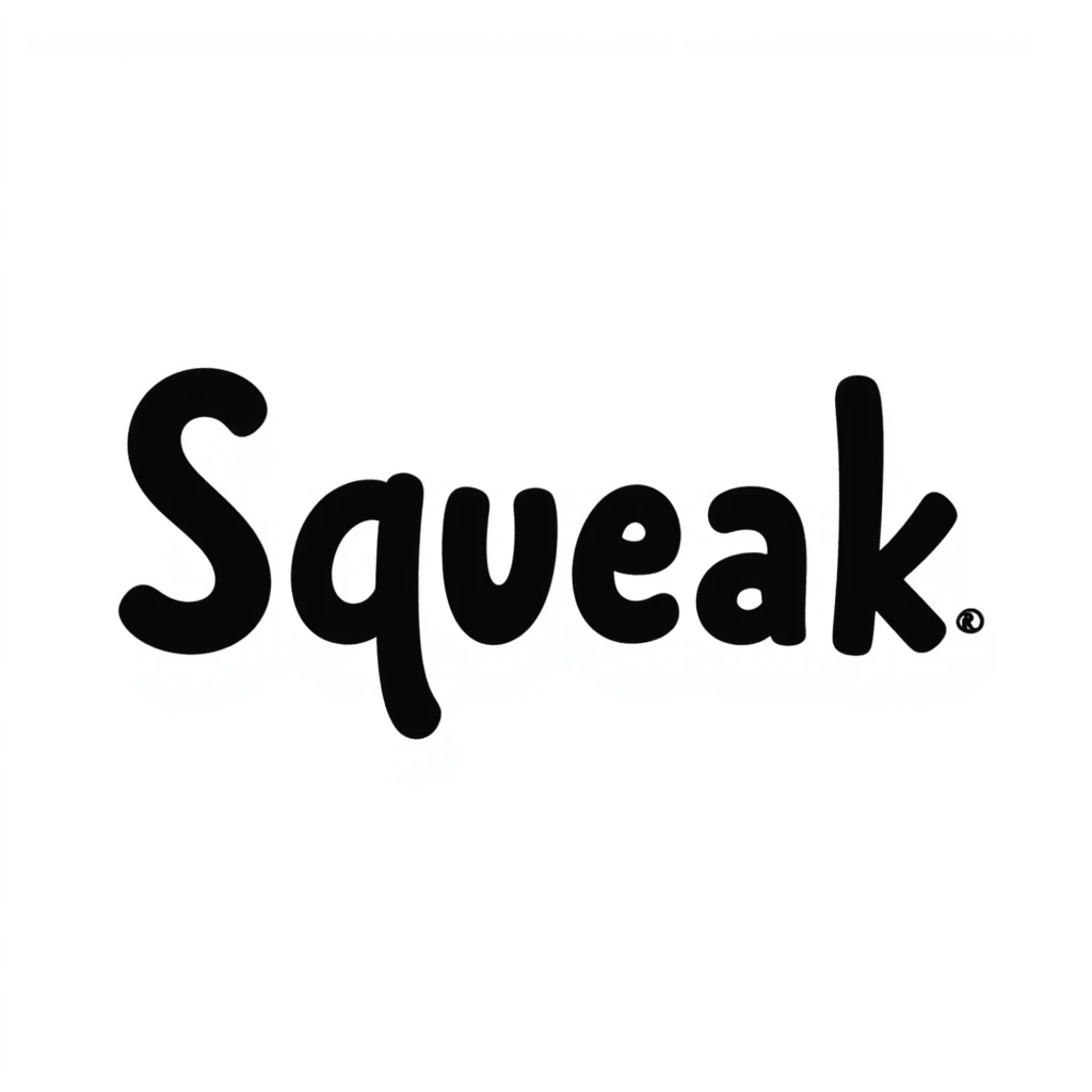 'Squeak' word in a playful hand drawn doodle style with fun and lively lettering emoji