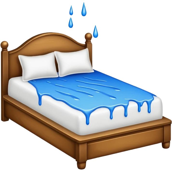 Bed with white paint splashed across it and dripping down   emoji