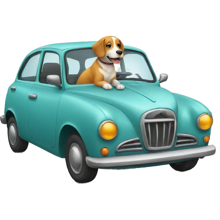 Car with dog emoji