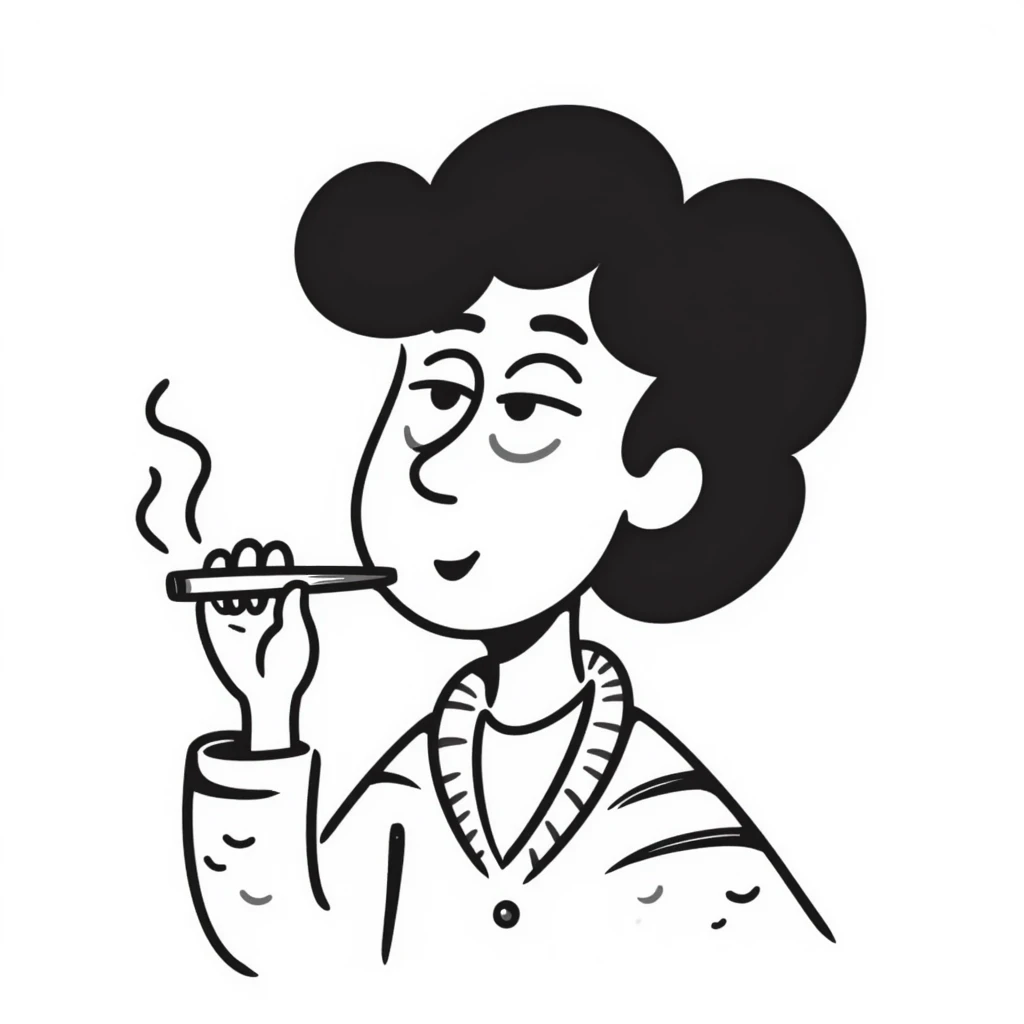 hand-drawn doodle of a whimsical character named 'tralalero tralala' smoking a joint emoji