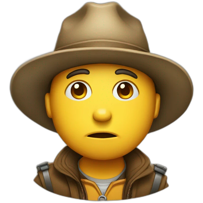 sad face with a explorer hat emoji