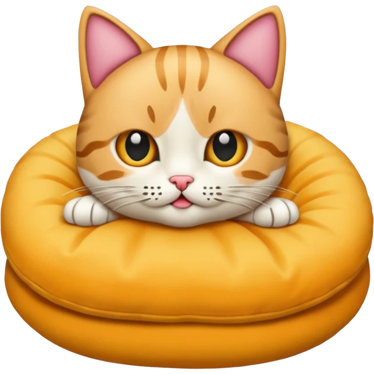 gatito acostado en un cojín emoji