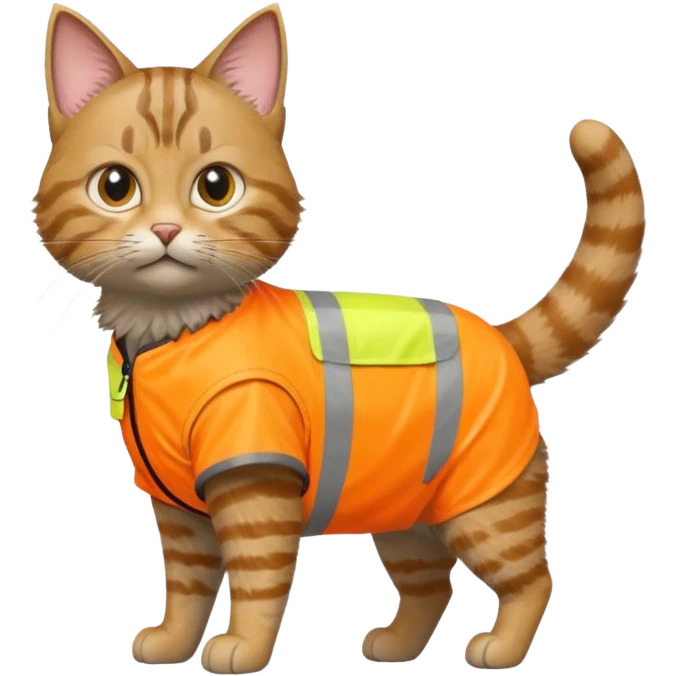 tabby cat in hi-vis clothing facing right emoji