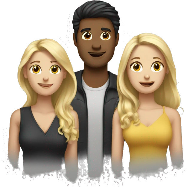 3 people...2 blond woman 1 man with dark hair emoji