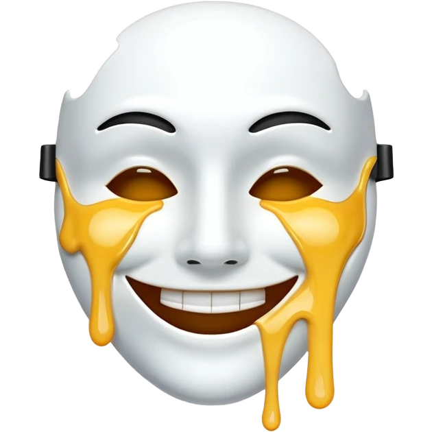 Smile mask being taken off a melting smile emoji