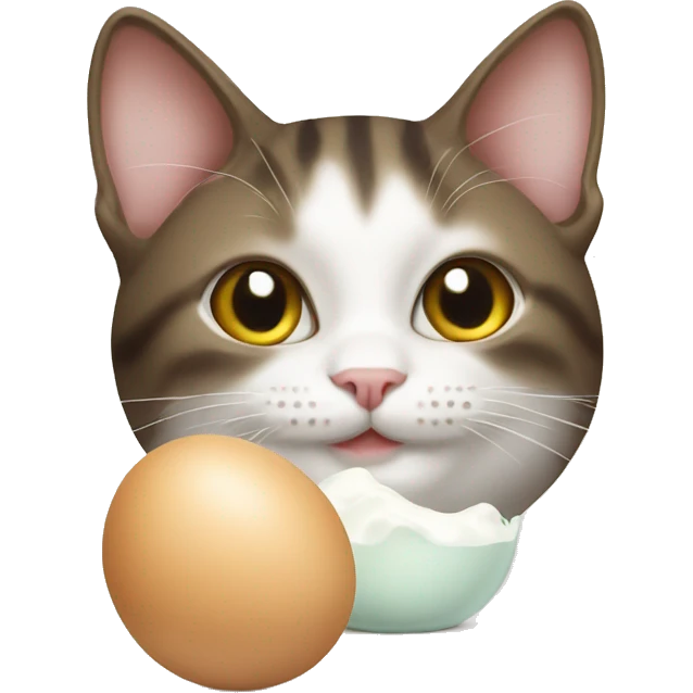 cat with milk on eggs emoji
