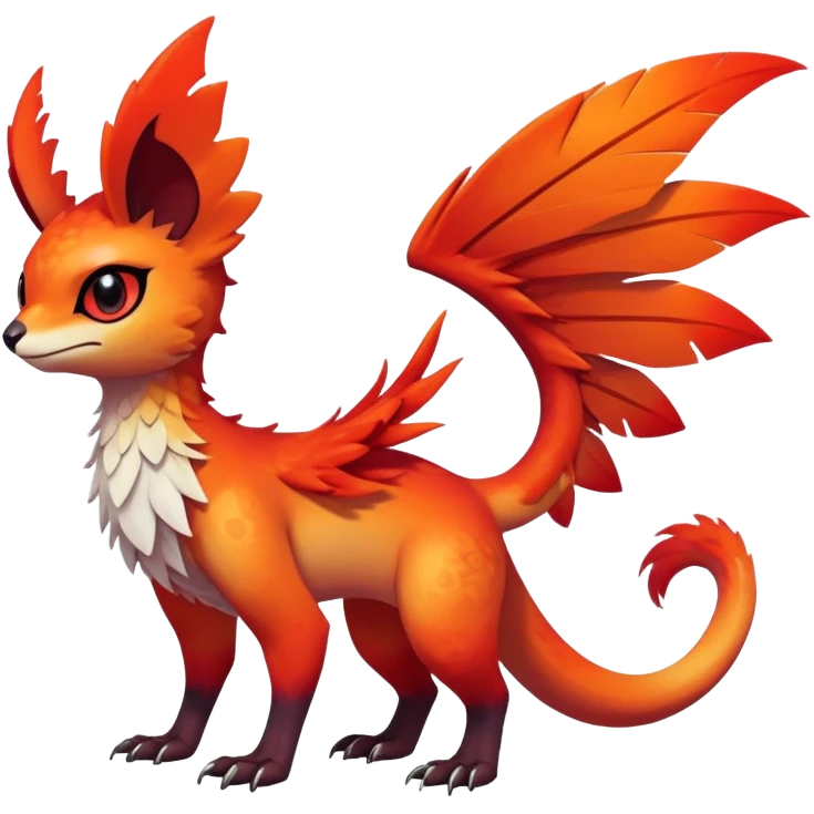 Gothic reddish Dark bright warm-gradient edgy exotic painted Fakémon-Pokémon-Trico-Vernid-creature emoji