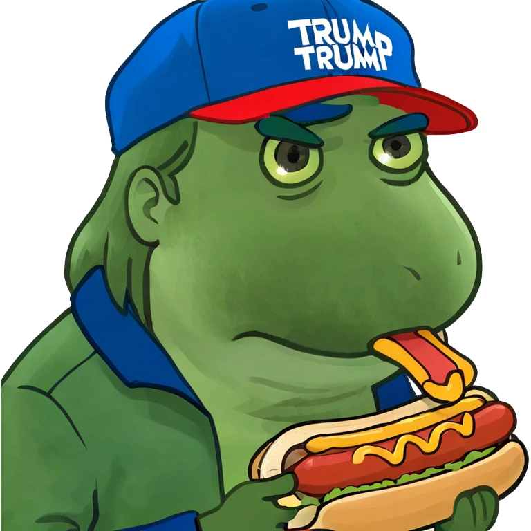 Donald trump eating a hotdog on  emoji