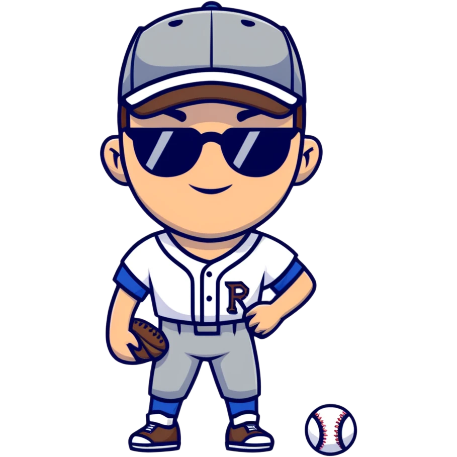 baseball player with brown hair, no beard, baseball cap, and Pit Viper sunglasses emoji