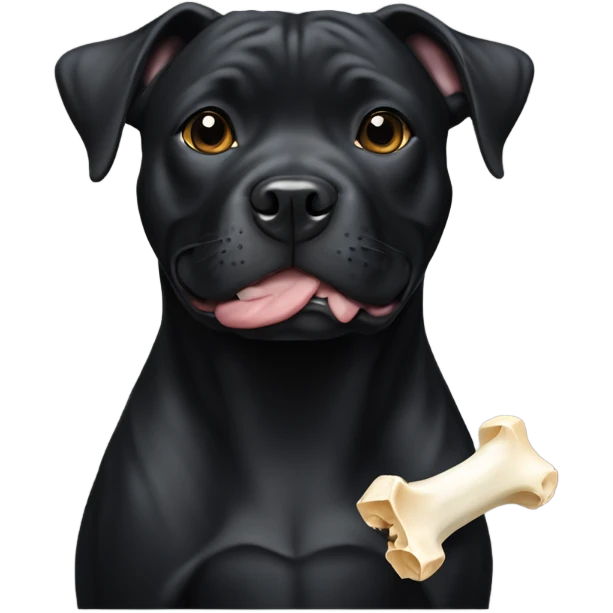Black staffordshire bull terrier with bone emoji