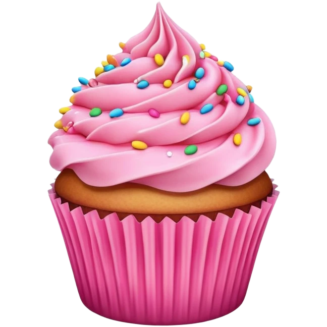 cupcake with pink frosting on top, sprinkles emoji